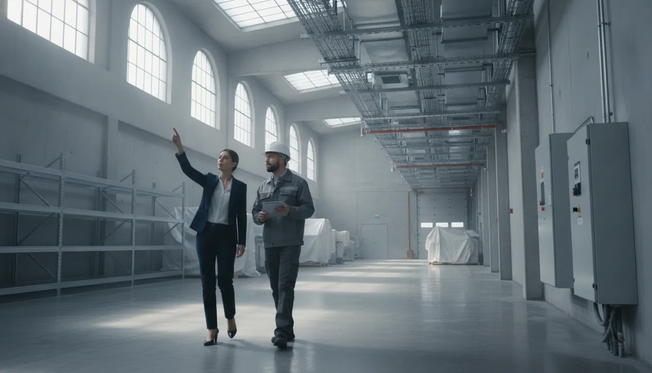 Montreal industrial property manager reviewing a facility capital plan