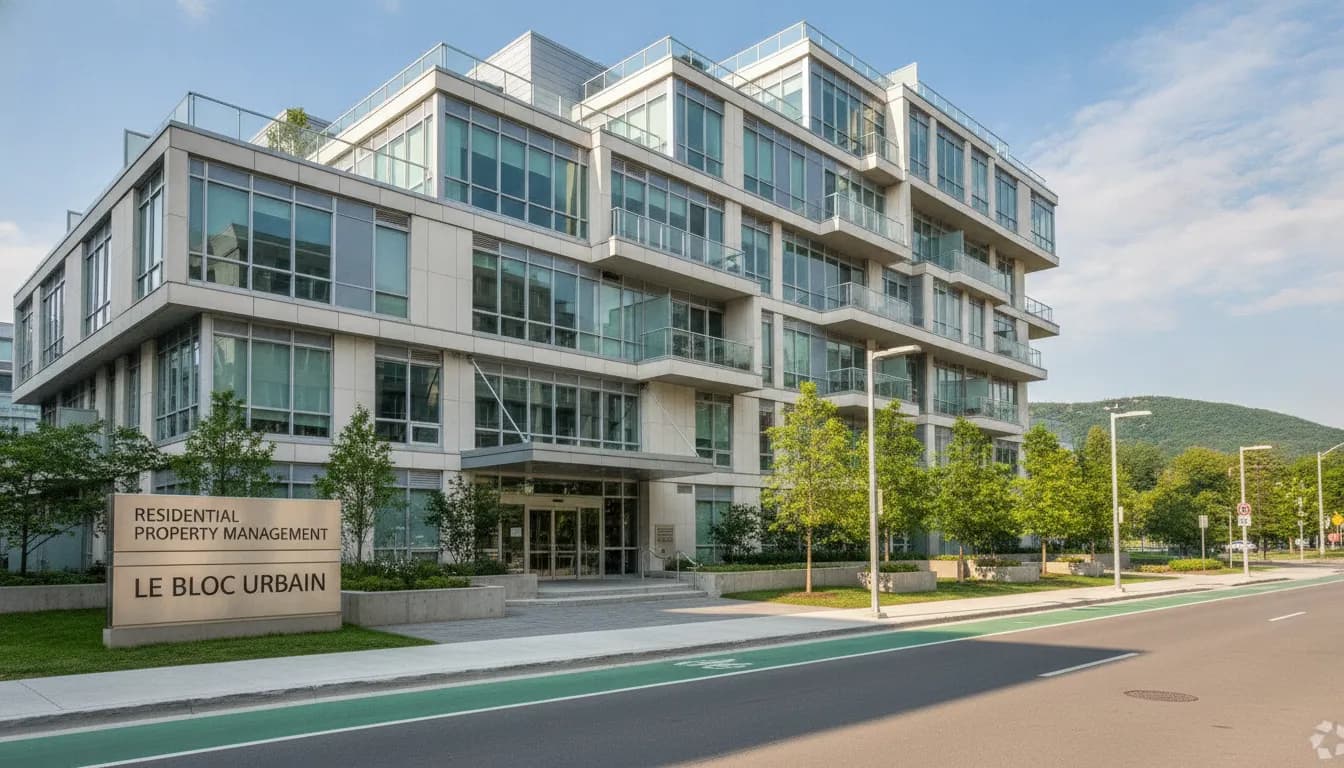 Modern multi-family apartment building exterior in Montreal with professional property management
