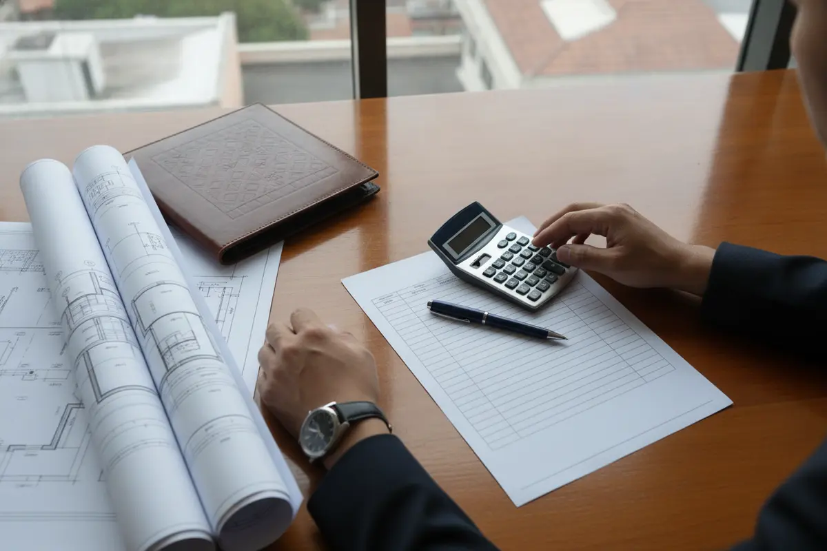 Owner reviewing a property management report and supporting records