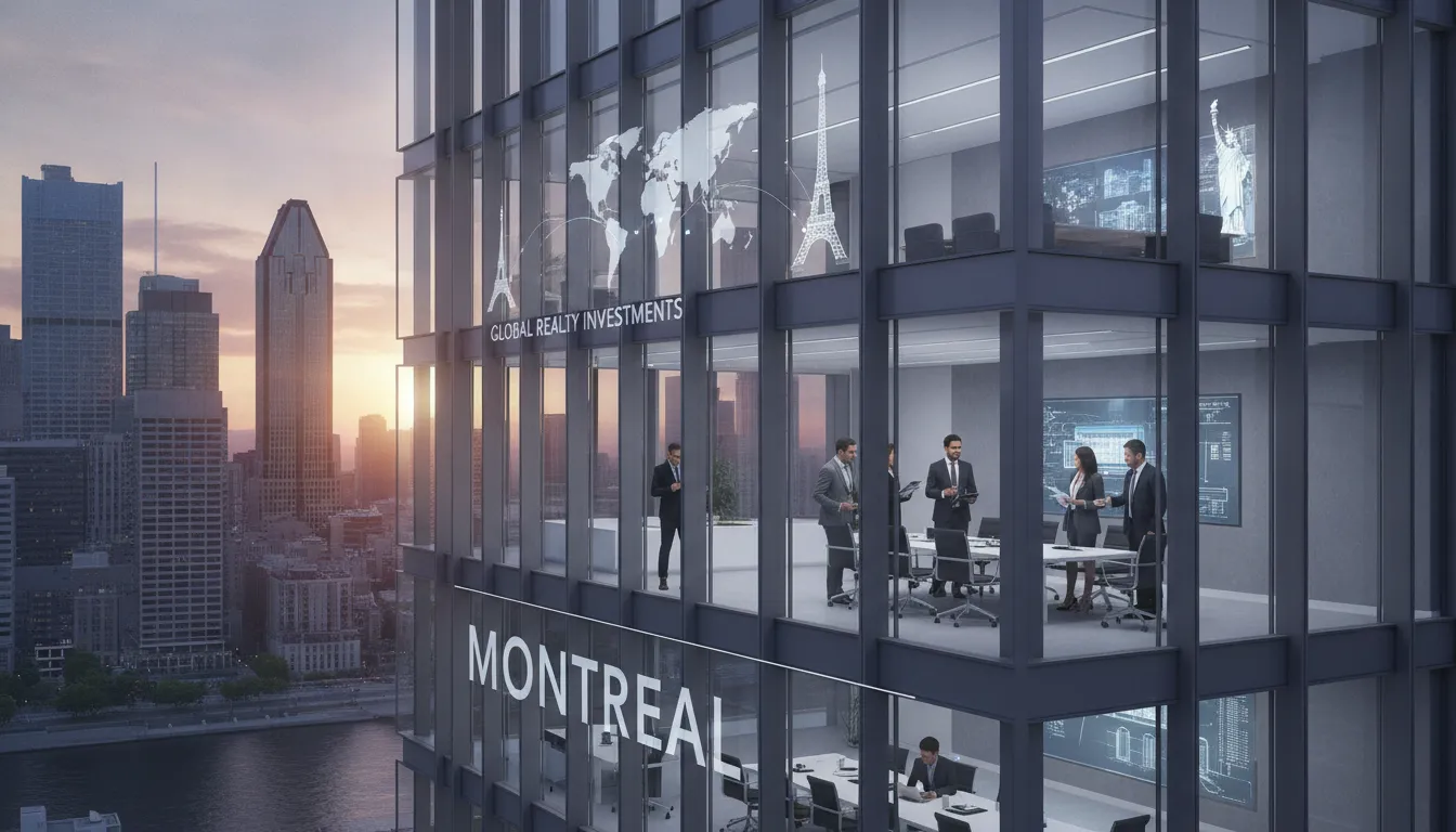 Montreal skyline business district with professional property management office buildings